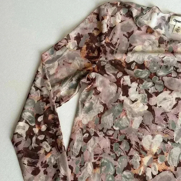 Open Edit Nordstrom Print Mesh Top pink painted floral size xs - Picture 3 of 4